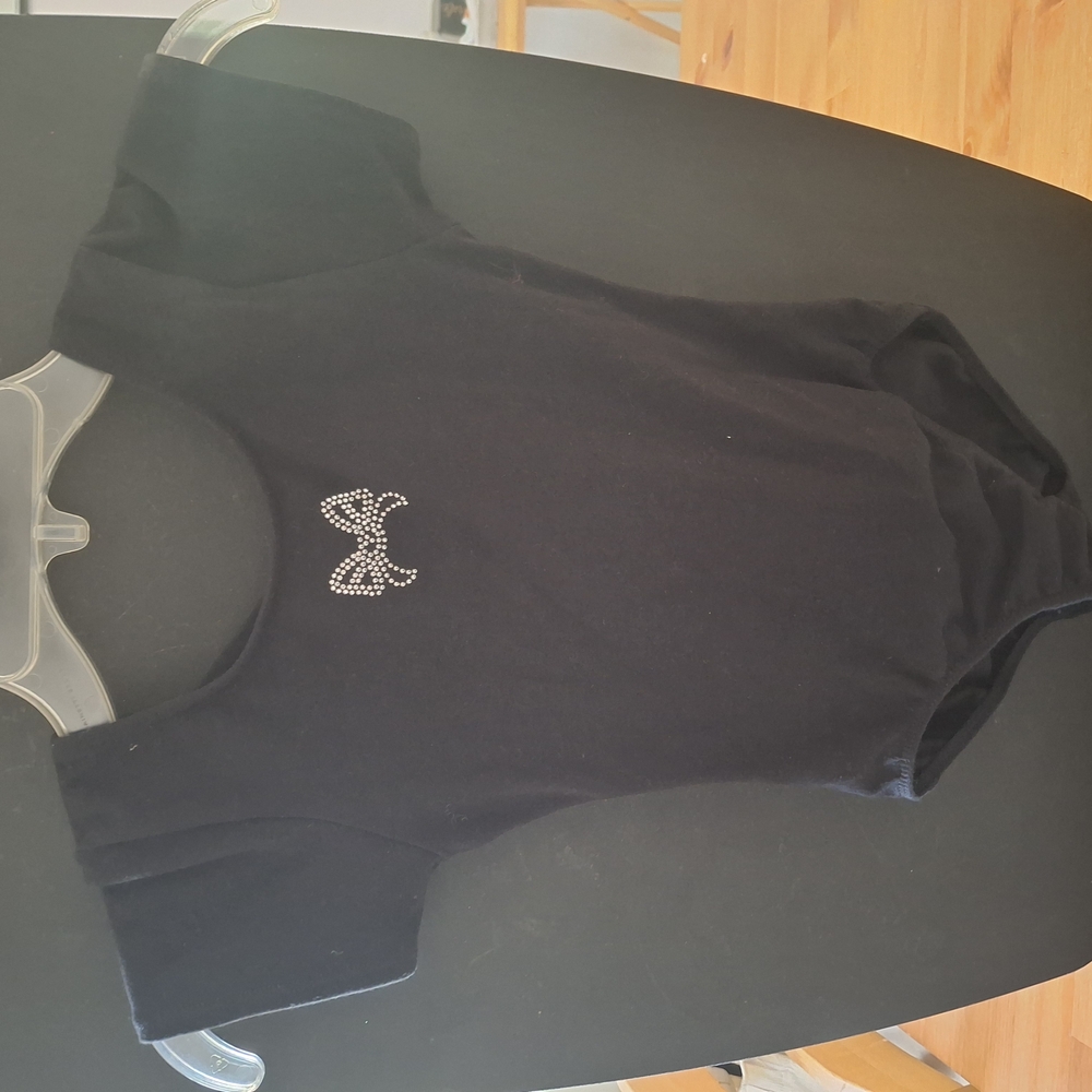 Black Bodysuit with Rhinestone Bow